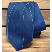 Puritan Blue Mens Neck Tie Wavy Flowing Lines Stripes 100% Polyester - £8.34 GBP