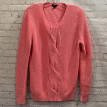 Talbots Womens Large Petite Sweater Pink Chunky Twisted Cable Knit Modal... - £15.55 GBP