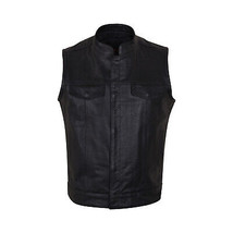 Vance Leather Zipper and Snap Closure Leather Motorcycle Club Vest - £65.16 GBP+