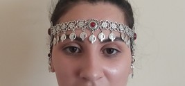 Pomegranate Forehead Flowery Silver Plated Drop, Armenian Headpieces Drop  - $58.00