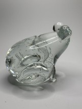 Frog Paperweight Clear Glass Polished Bottom - $13.00