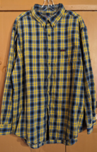 VTG Chaps Ralph Lauren Lightweight Flannel Shirt 2XL Mustard Yellow Blue Plaid - £14.49 GBP