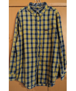 VTG Chaps Ralph Lauren Lightweight Flannel Shirt 2XL Mustard Yellow Blue... - £14.41 GBP