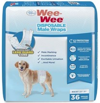 Four Paws Wee Wee Disposable Male Dog Wraps Medium/Large - 36 count - £32.81 GBP