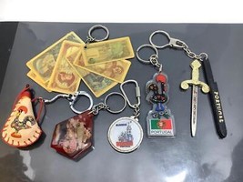 6 Vintage Keyring Portugal Keychain Bill Replicas Ancien Porte-Clés Flag~Rooster - £28.85 GBP