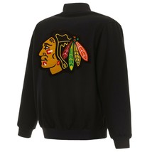 NHL Chicago Blackhawks JH Design Wool Reversible Jacket With Embroidered Logos - £142.36 GBP