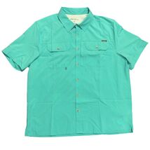 Eddie Bauer Men&#39;s Woven Short Sleeve Tech Shirt Turquoise Size Medium - €14,33 EUR