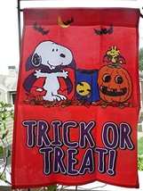 Peanuts Snoopy &amp; Woodstock Little Vampires TRICK OR TREAT! Garden Flag,12&quot; x 18&quot; - £27.44 GBP