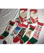 Lot 7 Christmas Stockings Deer Santa BEAR Ugly Sweater POM-POMS - £30.79 GBP