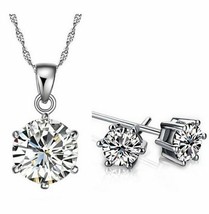 NEW Necklace with Earrings Jewelry Set Classic AAA Round Cubic Zirconia - $4.84