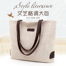 Creative Cotton Linen Literary Shoulder Canvas Bag with Zipper Handbag Simple La - £28.26 GBP