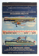 S.S. Princess Anne &amp; S.S. Pocahontas - Virginia Ferry, Delaware Matchbook Cover - £1.54 GBP