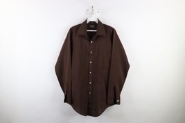 Vtg 70s Streetwear Mens 15.5 32/33 Super Silk Woven Collared Button Shirt Brown - £38.91 GBP