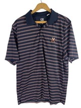 Virginia Cavaliers Polo Shirt Large Mens Dark Navy Blue &amp; Orange Stripe ... - £29.40 GBP