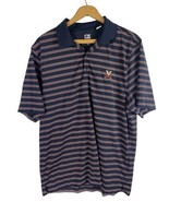 Virginia Cavaliers Polo Shirt Large Mens Dark Navy Blue &amp; Orange Stripe ... - £29.20 GBP