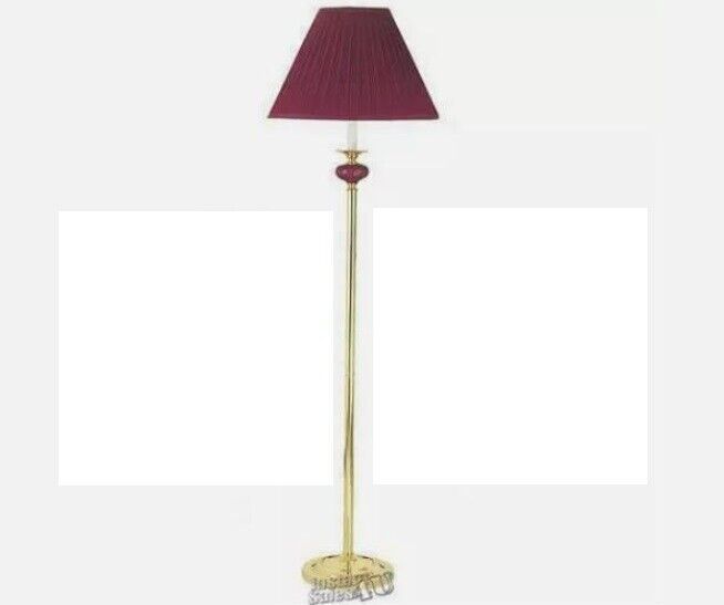 Porcelain Floor Lamp Light Stylish brass finish metal base Burgundy Shade 64