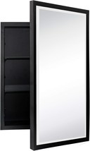 The Tehome 16 X 24 Inch Black Metal Framed Recessed Bathroom Medicine Cabinet - $168.96