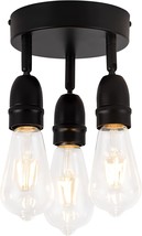 Edzemuwa 3-Light Ceiling Light Fixture, Flush Mount Ceiling Light In Matt Black - £35.65 GBP