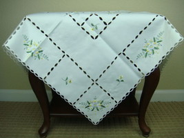 Polyester Embroidered Rosebud Tablecloth 33&quot;&quot; Square Side Table Night St... - $28.00