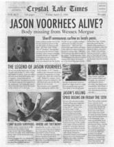 1980 Friday The 13th Crystal Lake Times Jason Voorhees Alive? Newspaper Print  - £2.44 GBP