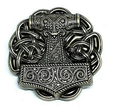 Thor&#39;s Hammer Belt Buckle Viking Celtic Raven Skane Metal Pewter Buckle ... - £19.68 GBP