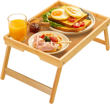 Bamboo Bed Tray Table with Foldable Legs. - £33.90 GBP