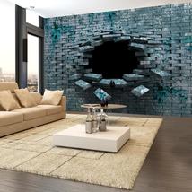 Tiptophomedecor Peel and Stick 3D Illusion Wallpaper Wall Mural -Blue Bricks - R - £47.44 GBP+
