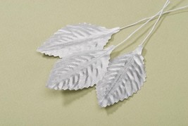 Single Rose Leaf Metallic Silver 2.5 Inches - £12.07 GBP