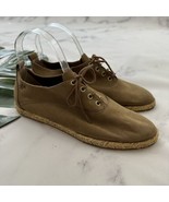 Hirica Womens Espadrille Oxford Flats Size 39 Brown Suede Lace Up Made i... - $37.89 CAD