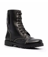 Zadig &amp; Voltaire Joe Studs Boots Black Leather Lace Up Zip Logo $548, Sz... - $296.99