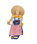 EROS Vintage Swiss Doll Traditional Dress on Stand 7 in - £11.00 GBP