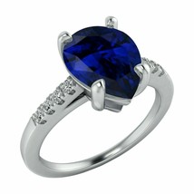 Anello di fidanzamento con diamante zaffiro blu pera da 1,60 ct placcato in... - £92.29 GBP
