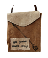 &quot;go your own way&quot; Crossbody Bag Purse - Distressed Beige/Khaki - Canvas  - $61.53 CAD