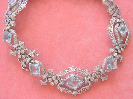 Edwardian Style 1.8ctw Diamond 5.5ctw Aquamarine 18K Statement Cocktail Bracelet - $4,058.01