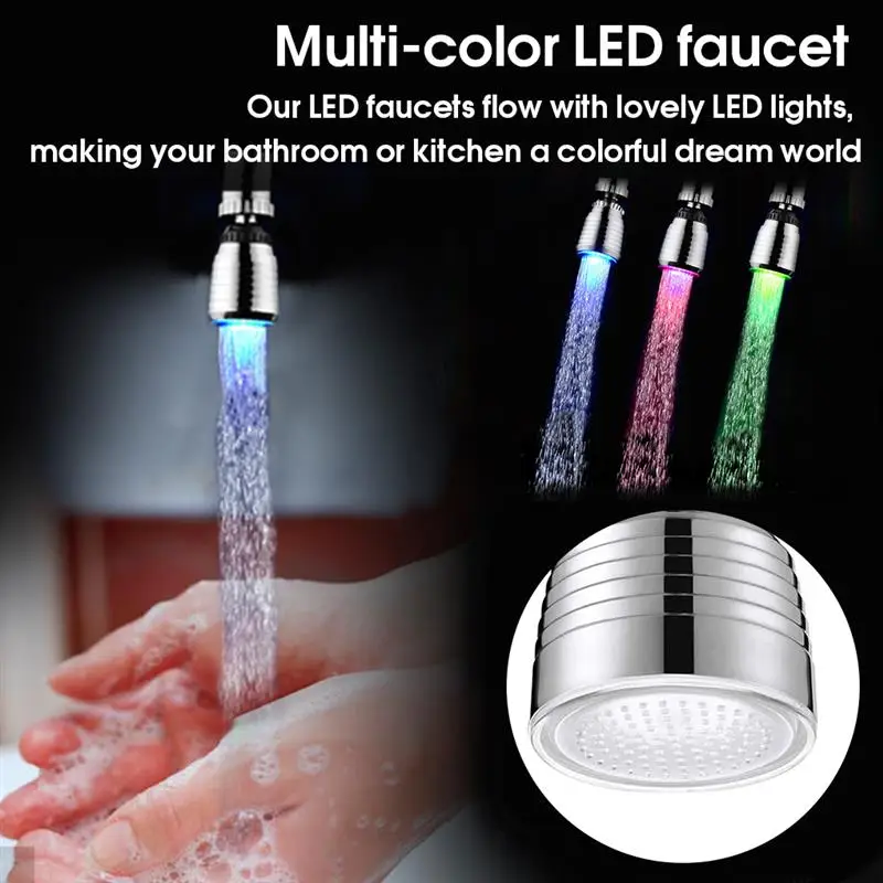 House Home LED A Water Faucet RGB Color Changing Tap Shower Head 360 Degree Heat - £19.75 GBP
