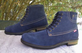 LEVIS Blue Suede Boots-Lace up Ankle 5 pocket Blue-Jean-Look topstitched... - $997.75 MXN