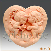 2D Silicone Soap Mold - Angel Heart Couple - £20.75 GBP