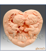 2D Silicone Soap Mold - Angel Heart Couple - £20.45 GBP