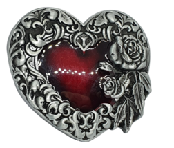 Belt Buckle Heart Rose Red Enamel For 40mm Belt Love Bohemian Ladies Gif... - £20.73 GBP