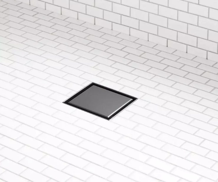 New Matte Black 8&quot; SS Square Shower Drain by Signature Hardware - $109.95