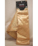 Christmas Shoppe Tree Skirt Gold Trim &amp; Filigree Round Base Xmas NOS - £36.60 GBP