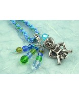 Sheela-na-gig fertility necklace - Leaves on River - blue, green, and lilac - £44.85 GBP
