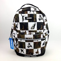 Fortnite Kids Backpack Camouflage Checkered Black Green White One Size 18&quot; - £20.01 GBP