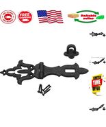 Elegant Black Wrought Iron Hasp Latch 8.25 in - Antique Door Lock with H... - $39.86 CAD