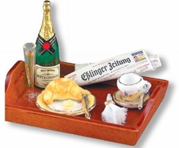 Champagne Breakfast Tray 1.457/8 French Rose Reutter DOLLHOUSE Miniature - $47.45