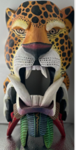 One-of-a-Kind Hand Carved Boruca Wood Jaguar Mask Brightly Painted - Sig... - $129.97