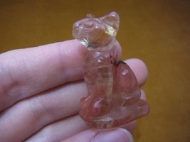 (Y-CAT-SIS-553) little EGYPTIAN SPHINX CAT PINK STRAWBERRY carving figurine - $14.01