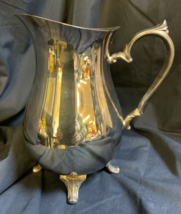 Vintage 9&quot; International Silver Co. Silverplate Water Pitcher Footed - £12.64 GBP