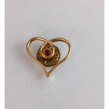 Vintage Gold Tone Heart With July Birthstone Lapel Hat Pin - £6.57 GBP