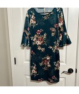 Women&#39;s Gilli Dress, L/Grande, Teal Floral - $503.80 MXN